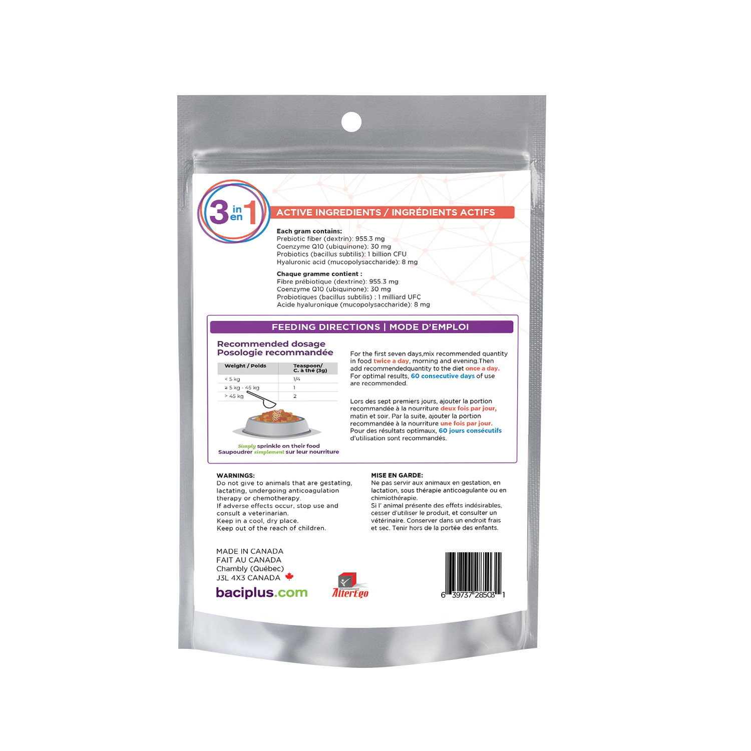 Skin, coat and joints • Intestinal health • Cardiac health | Dogs